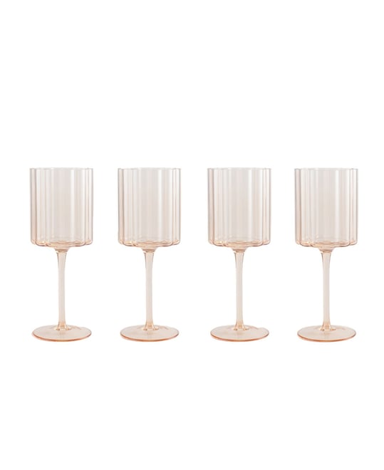 Scalloped Rim Fluted Wine Glass, Set of 4, 12oz
