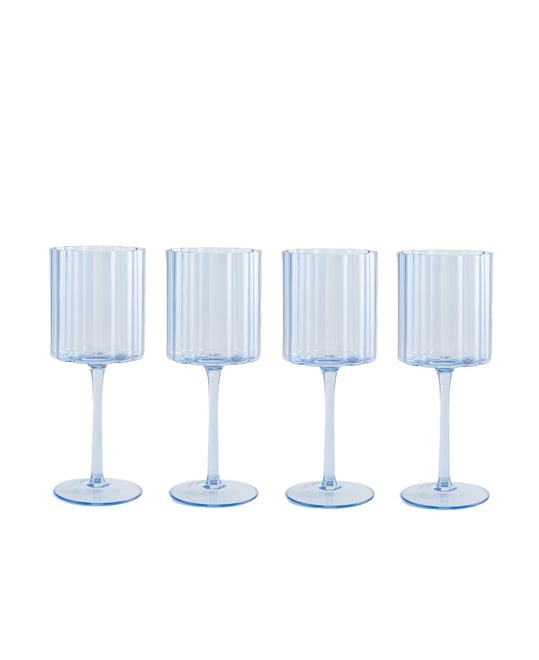 Scalloped Rim Fluted Wine Glass, Set of 4, 12oz
