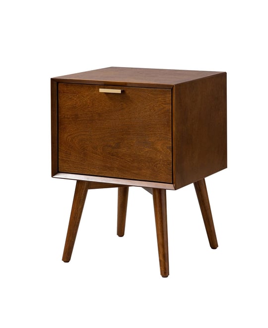 Mid-century ModernIsabel 2-Drawer Nightstand with Built-in Outlets
