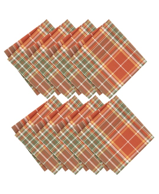 Hawley Plaid Harvest Cotton Napkins 17" x 17", Set of 8