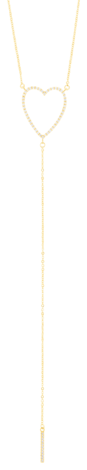 Gold Adjustable Cubic Zirconia Heart Y-Necklace