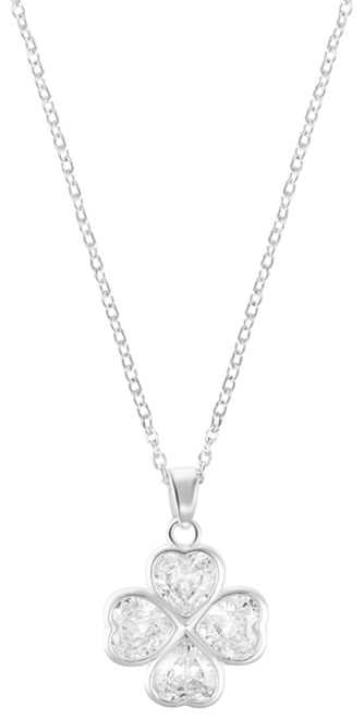 Adjustable Clear Crystal Heart Clover Necklace