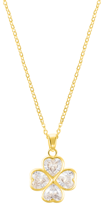 Adjustable Clear Crystal Heart Clover Necklace