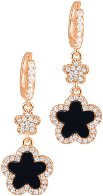 Gold Cubic Zirconia White Clover Earrings