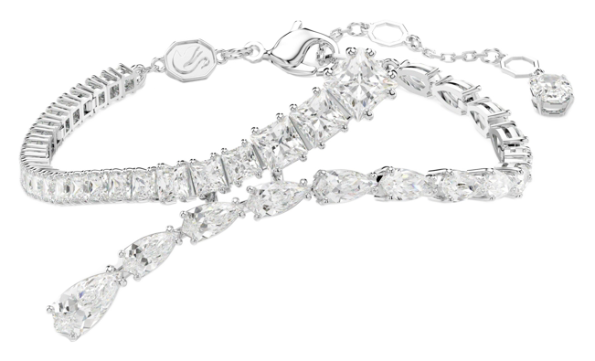 Matrix Mixed Cuts, White, Rhodium Plated Bracelet