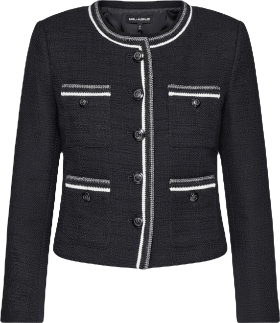 Karl Lagerfeld Women's Contrast-Trim Five-Button Jacket