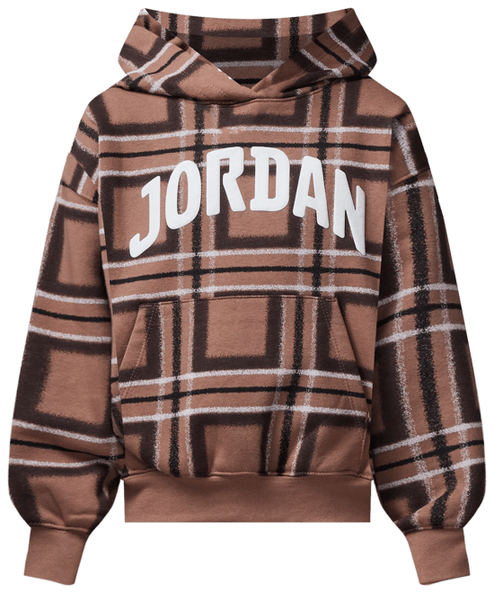 Jordan Brooklyn Essentials Big Kids' Plaid Print Pullover Hoodie