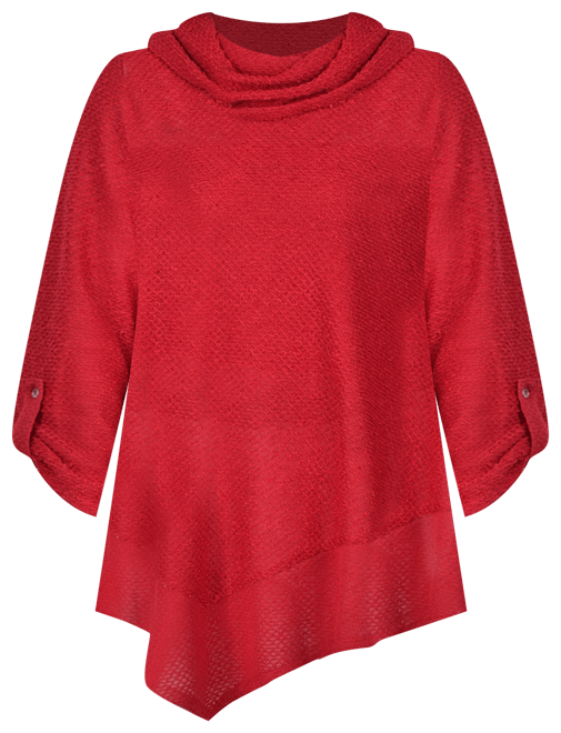 Petite Cowlneck V-Hem Sweater