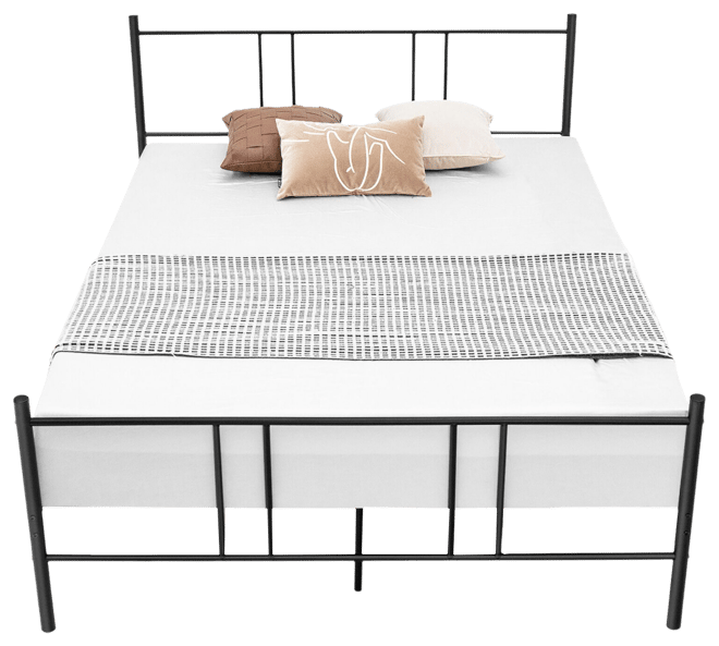 Queen Size Steel Platform Bed Frame Headboard Heavy-Duty Mattress Foundation