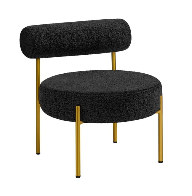 Boucle Accent Chair Side Chair with Gold Metal Legs