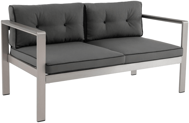 Patio Aluminum Loveseat Sofa Outdoor Chair with Wpc Armrests & Cushions Backyard