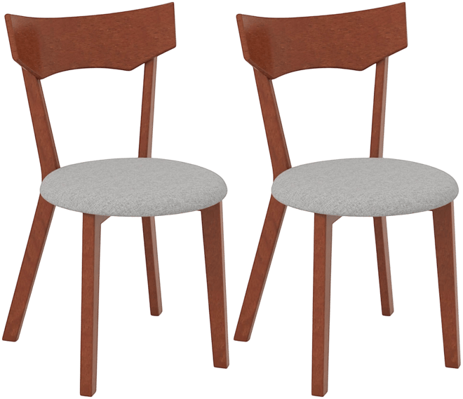 Wooden Armless Dining Chair Set of 4 with Rubber Wood Legs Padded Seat Cushion