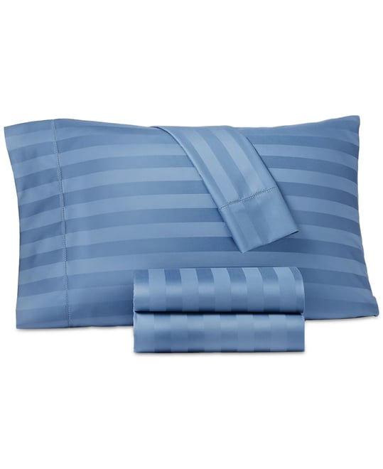 1.5" Stripe 550 Thread Count 100% Cotton 4-Pc. Sheet Set, Queen, Exclusively at Macy's