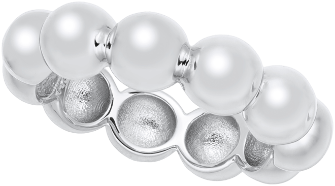 Silver Plated or 18k Gold Plated Brass Puff Beaded Ring