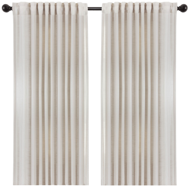 Premium 2-Panel Soft Textured Semi Sheer Curtains for Window Living Room Bedroom Kitchen Office
