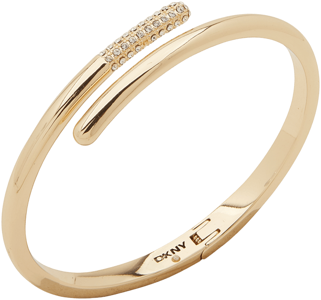 Gold-Tone Pave Crystal Bypass Bangle Bracelet