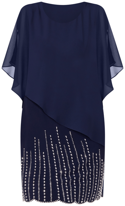 Petite Embellished Cape-Overlay Shift Dress