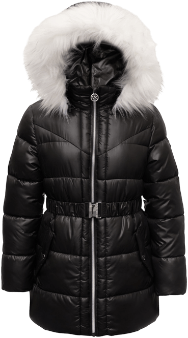 Michael Kors Big Girls Belted Stadium Puffer Jacket with Faux Fur Trim Macy s