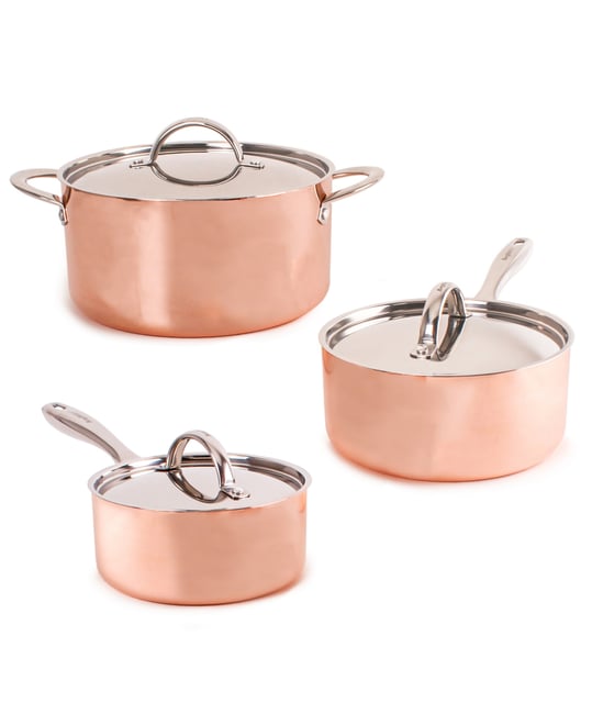 Vintage-Like Tri-Ply Polished Copper 6 Piece Cookware Set
