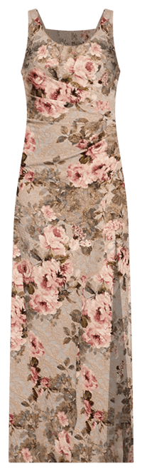 Women's Metallic Floral-Print Column Gown