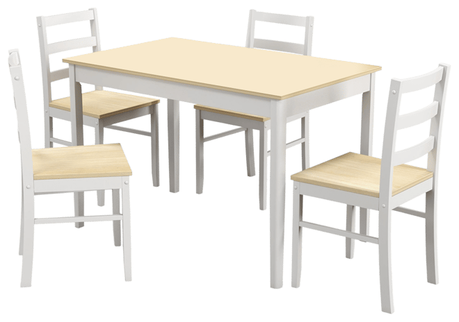 5-Piece Dining Set Solid Wood Kitchen Furniture with Rectangular Table & 4 Chairs