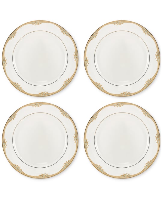 British Colonial Bamboo Dinner Plates, Set of 4