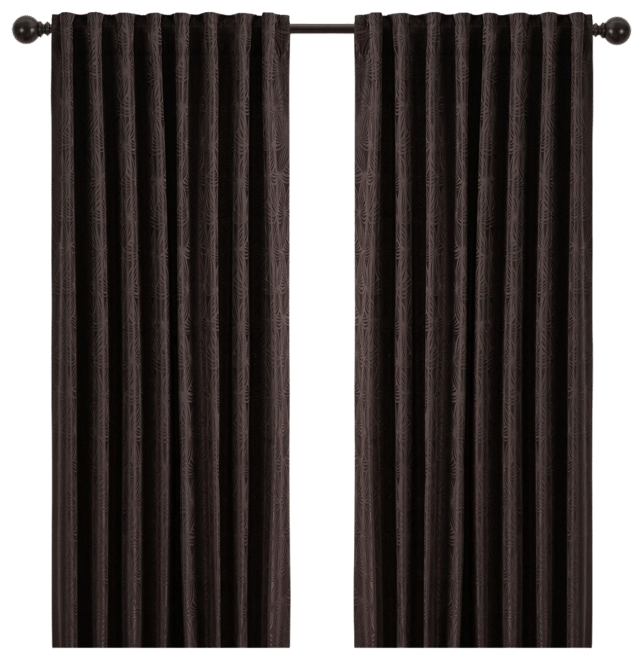 Premium 2-Panel Classy Embossed Leaf Textured Curtains