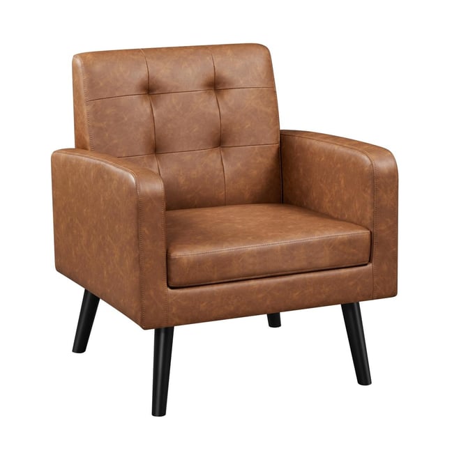 Modern Faux Leather Arm Chair Tufted Accent Chair