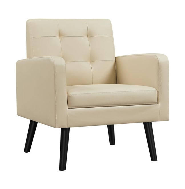 Modern Faux Leather Arm Chair Tufted Accent Chair