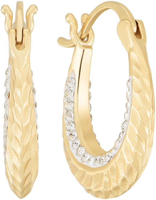 Clear Crystal Diamond Cut Hoop Earring