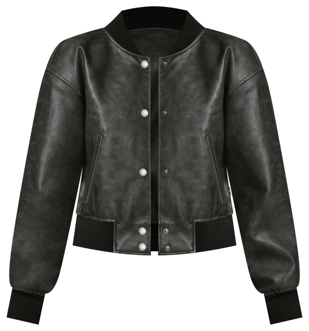 Women's Faux Leather Varsity Bomber Jacket