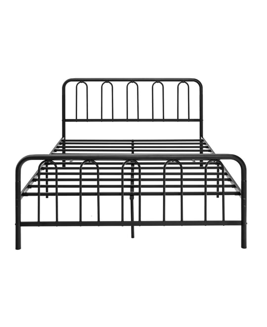 Stylish Queen Size Metal Bed Frame Platform Bed Base w/ Headboard & Footboard