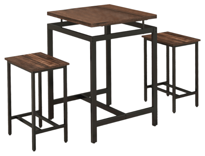 3 Pieces Pub Dining Table Set with Floating Tabletop and Footrest