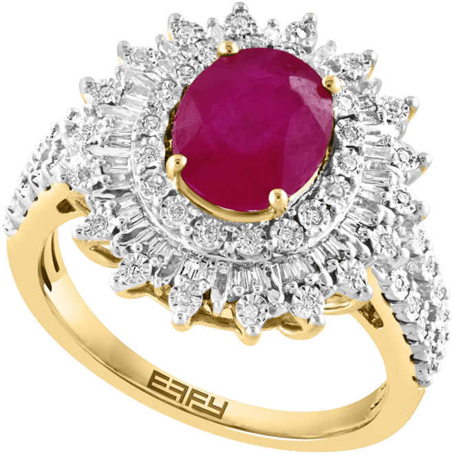 EFFY® Ruby (1-7/8 ct. t.w.) & Diamond (1/4 ct. t.w.) Halo Statement Ring in  14k Two-Tone Gold (Also in Sapphire) - Macy's