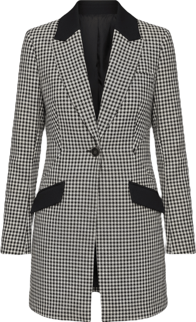 Women's Checkered One-Button Blazer