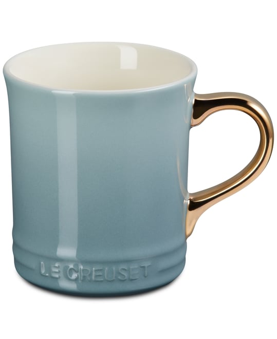 Stoneware Mug with Gold Metallic Handle, 14 oz.