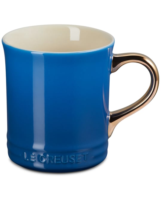 Stoneware Mug with Gold Metallic Handle, 14 oz.