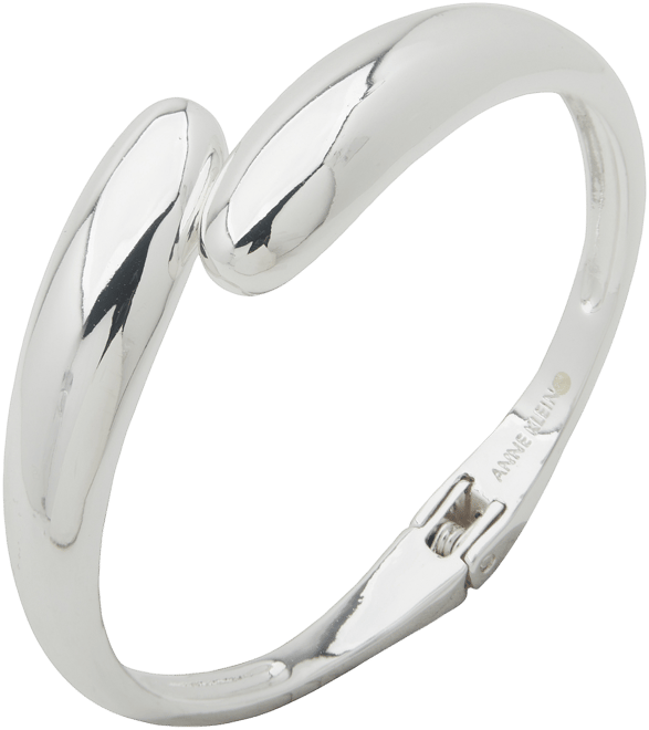 Silver-Tone Open Spring Hinge Bangle Bracelet