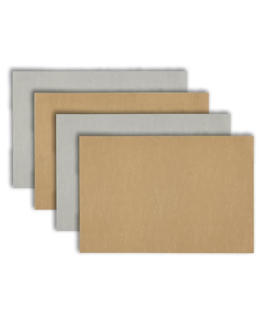 Florence Ivory and Taupe Reversible Leather Wipe Clean Placemat 12" x 18" Rectangular Placemats Set of 4