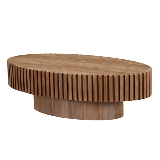 Streamdale Modern Walnut Coffee Table with Sturdy Pedestal