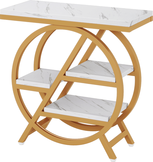 End Table for Living Room, 3-Tier Faux Marble Side Table, Wood Narrow Sofa Side Table, Modern Nightstand and Bedside Table for Bedroom