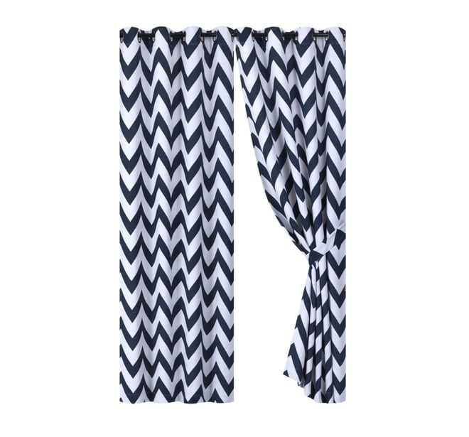 2 Pack Room Darkening Juvi Chevron Grommet Top Window Curtains With Tiebacks