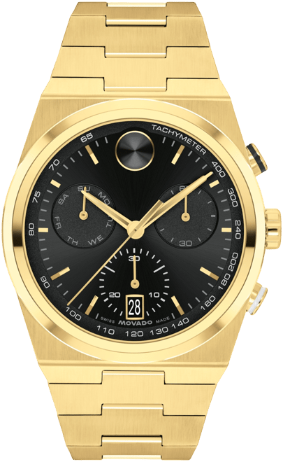 Men's Bold Quest Swiss Quartz Chrono Ionic Plated Light Gold Steel Watch 42mm