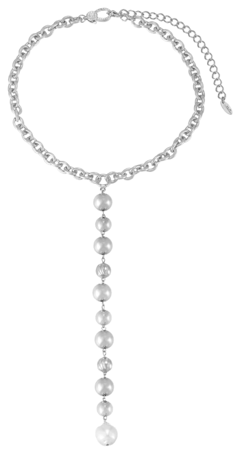 Silver Plated Deep Drop Lariat Necklace