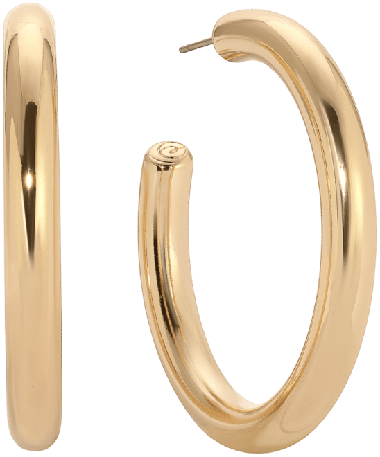 18k Gold Plated Large Thick Classic Hoop Earrings