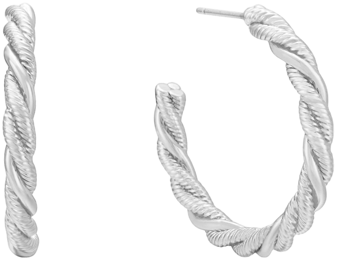 Silver Plated Spun Strands Hoop Earrings