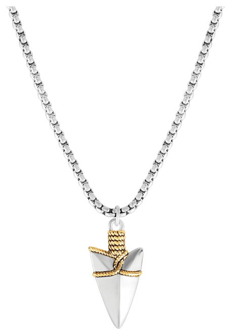 Brass Two Tone Plated 22" Arrowhead Pendant Necklace