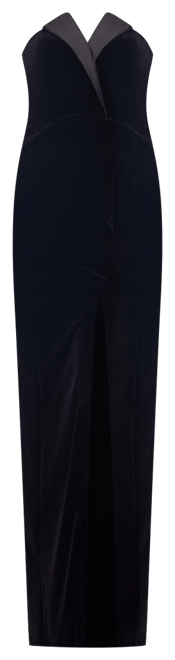 Petite Strapless Front-Slit Velvet Gown