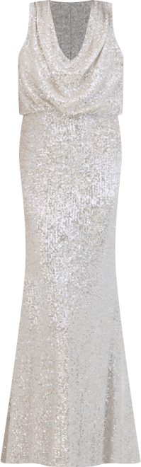 Women's Sequined Cowlneck Gown