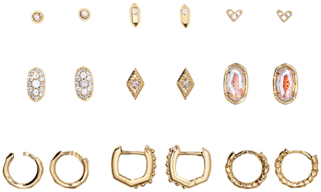 9-Pc. Set Assorted Crystal Stud & Hoop Earrings